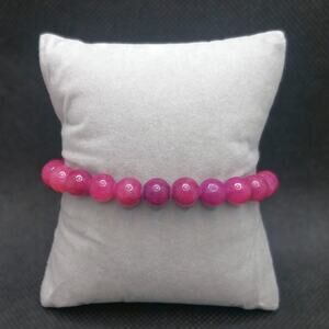 Artisan Pink Jade Gemstone Bracelet 8mm Stretch Beaded Vibrant Natural NEW
